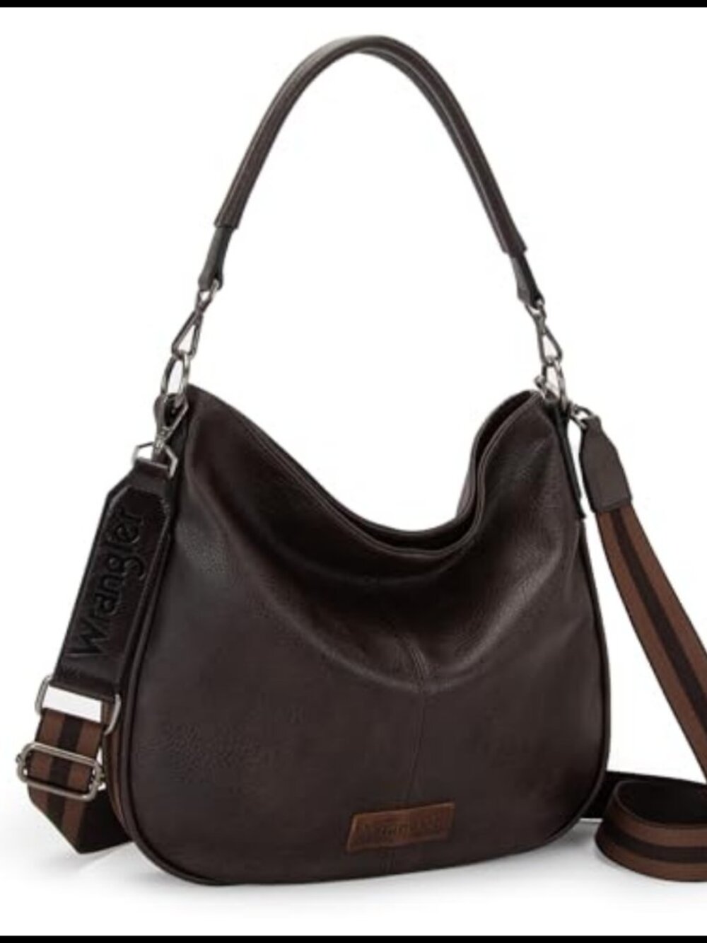 Vegan Leather Hobo Bag Striped Ribbon Crossbody Shoulder Purse